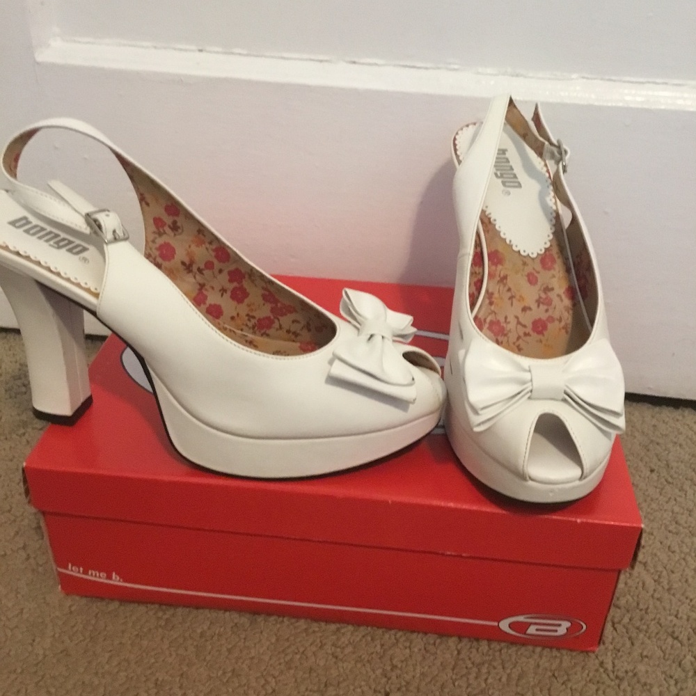 White peek a boo heels
